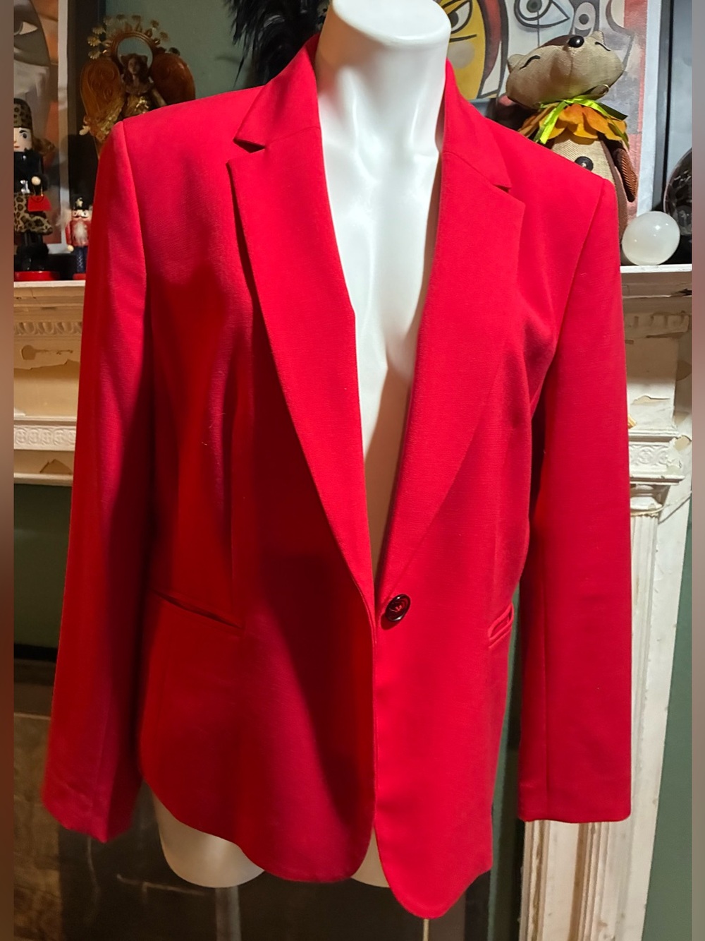 Nine West Classic Single-Button Red Blazer-12 EUC